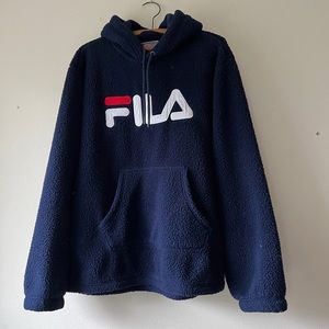Fila Womens Sherpa navy hooded sweatshirt XXL‎